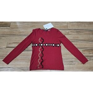 Orly‎ Red Geometric Pattern Women's Sweater Size Medium